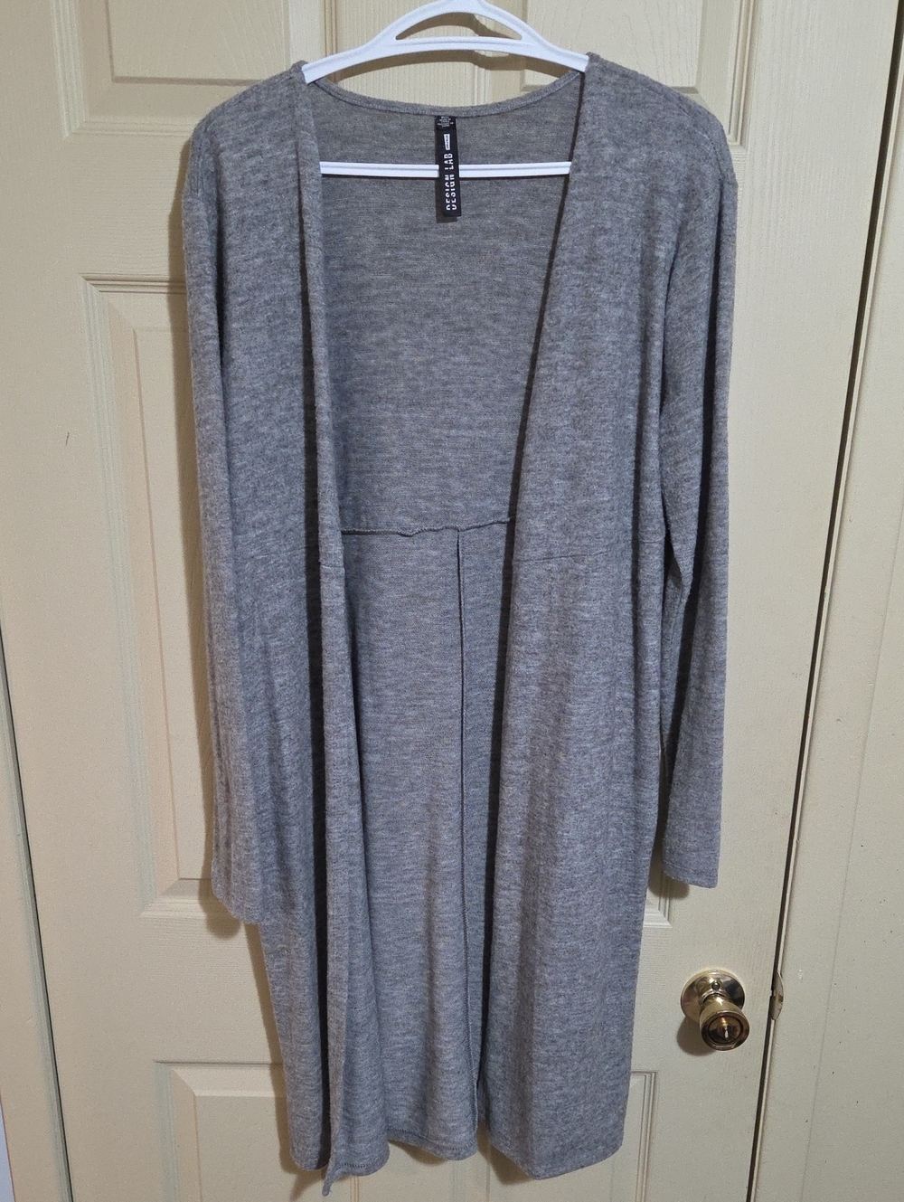 Lord & Taylor Gray Open Front Knit Cardigan